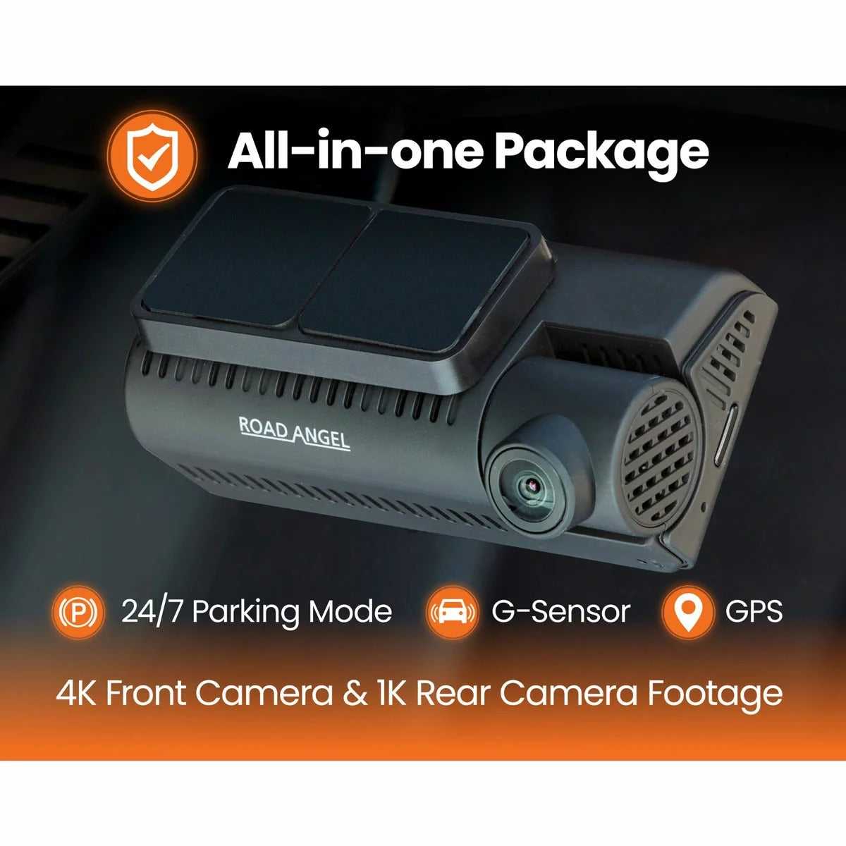 Road Angel Halo Ultima 4K Dual Dash Cam Parking Mode Front & Rear Mount G-Sensor
