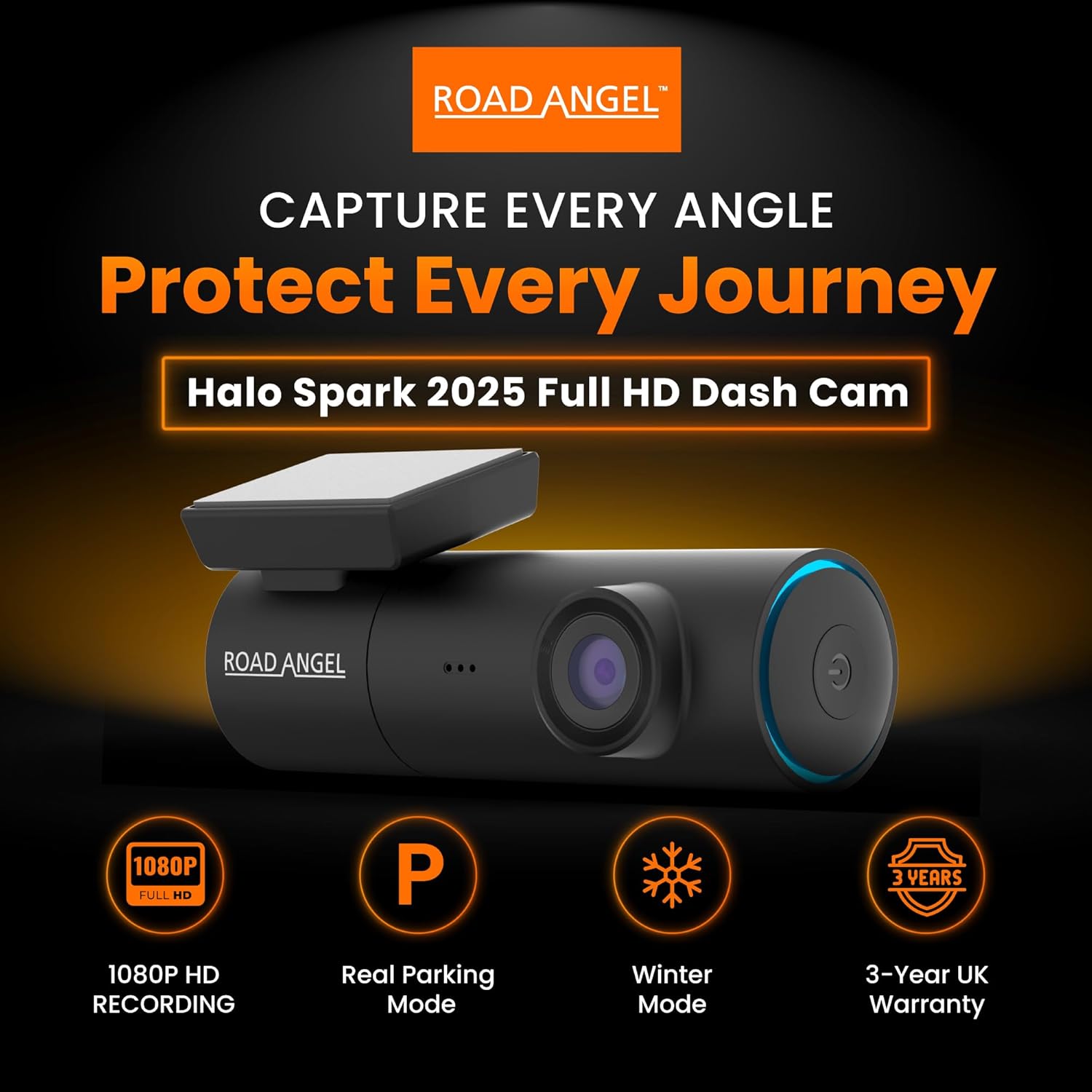 Road Angel Halo Spark 1080p HD Car Camera Dashcam Front Windshield Mounted Wi-Fi
