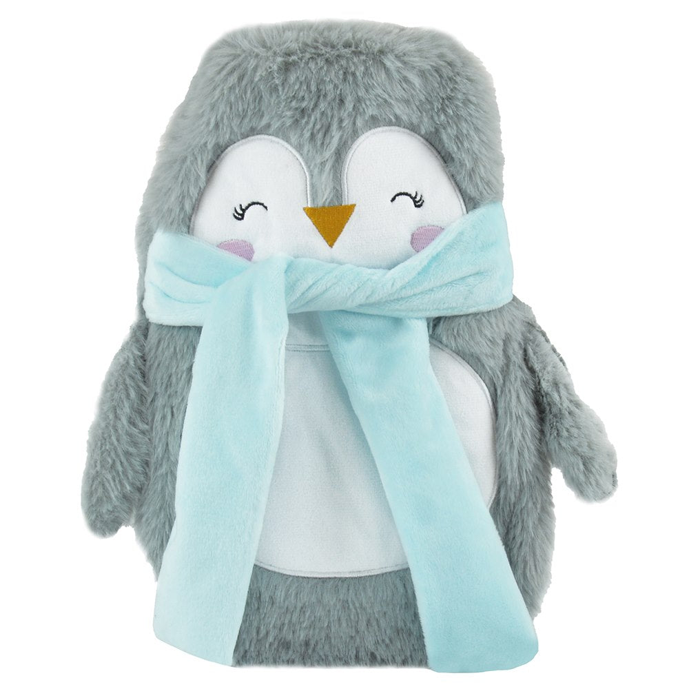 750ml Novelty Penguin Design Cuddle Hot Water Bottle Plush Fox Cover Warm Snug