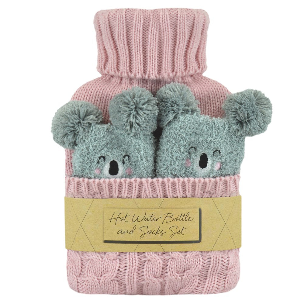 Follow That Dream Camel Knit 1.5L Hot Water Bottle & Polar Bear Cosy Socks Set