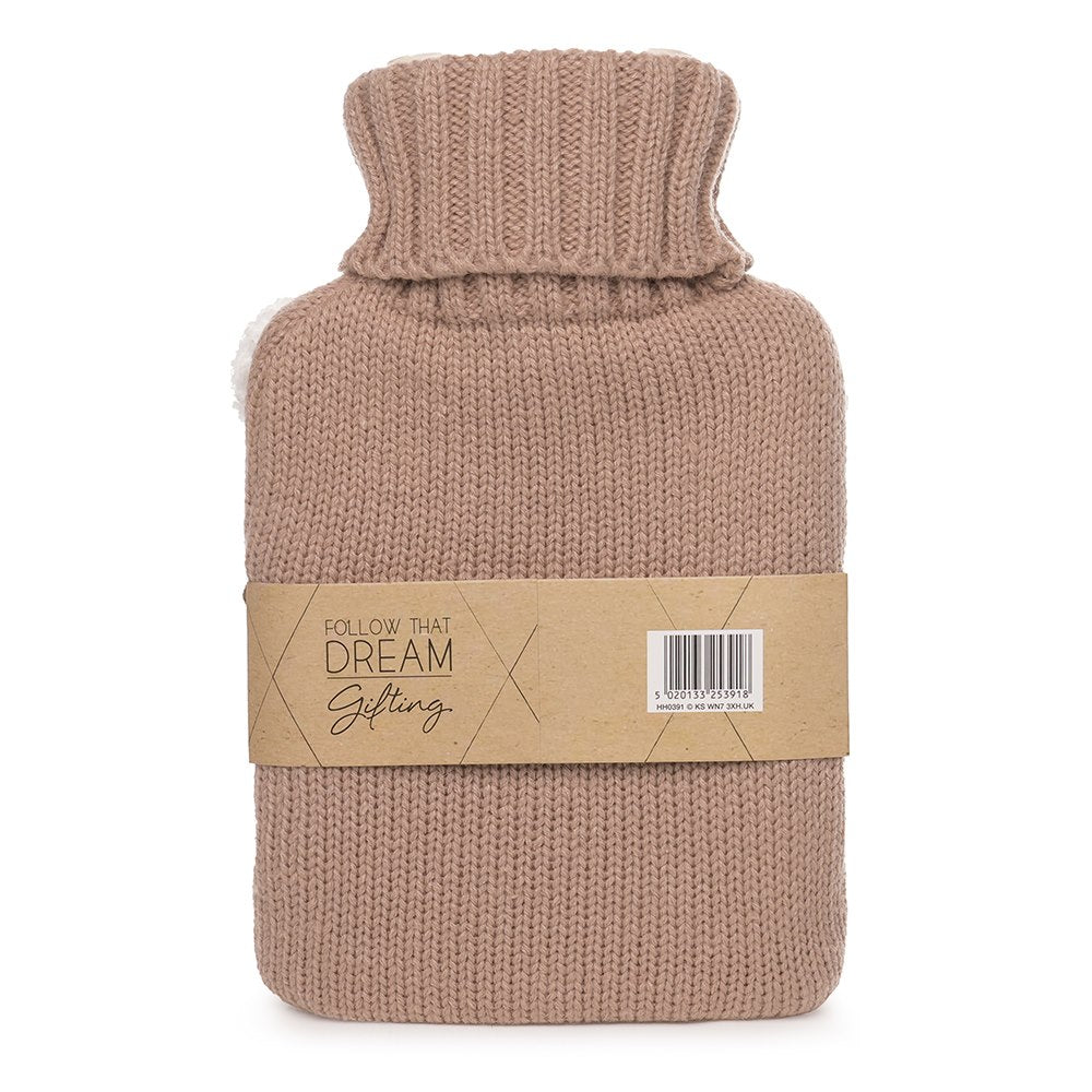 Follow That Dream Camel Knit 1.5L Hot Water Bottle & Polar Bear Cosy Socks Set