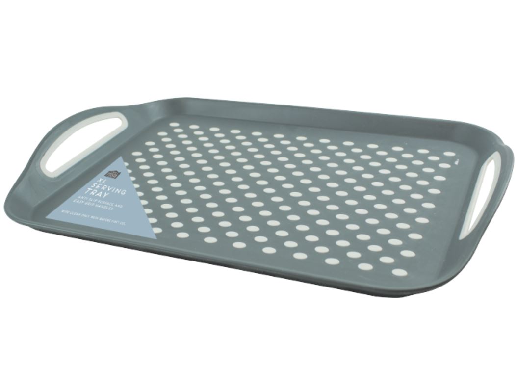 Extra Large Anti-Slip Plastic Serving Tray With High Non Grip Rubber Surface UK