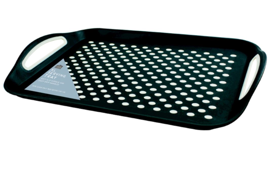 Extra Large Anti-Slip Plastic Serving Tray With High Non Grip Rubber Surface UK