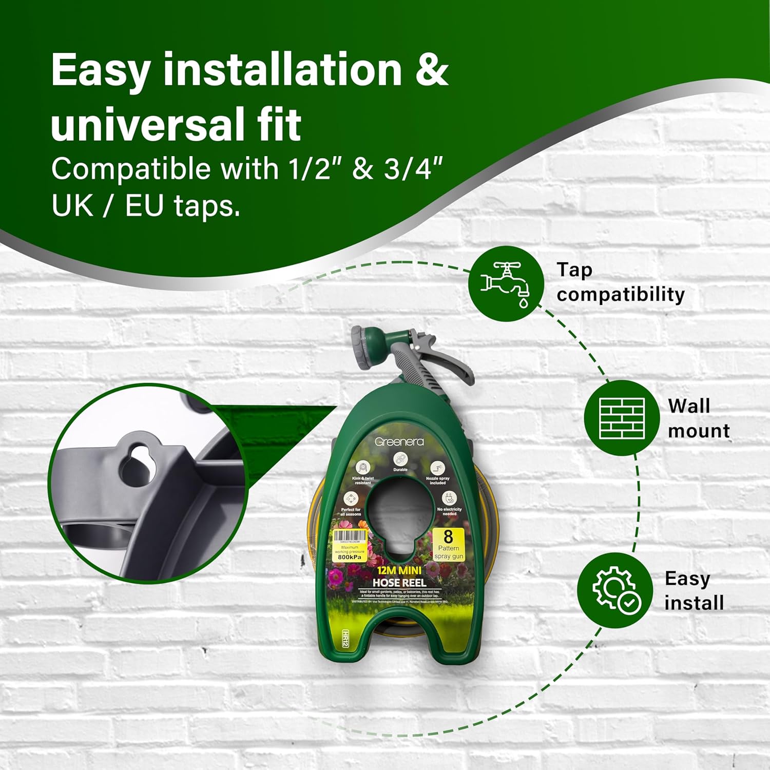 12m Mini Garden Hose Pipe 8 Pattern Water Spray Gun Adjustable Nozzles Stand