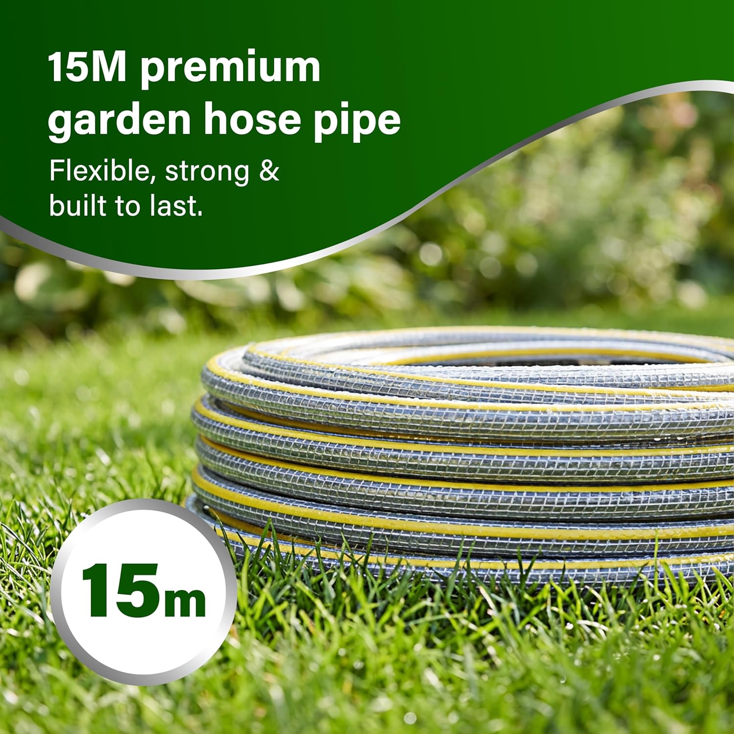 Garden Hose Pipe 2in1 Faucet Adapter Quick Connector Spray Gun Kink Free 15m/30m
