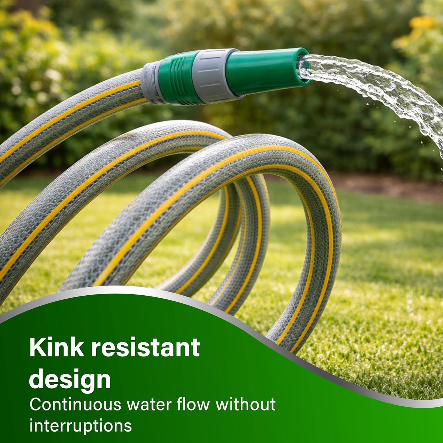 Garden Hose Pipe 2in1 Faucet Adapter Quick Connector Spray Gun Kink Free 15m/30m