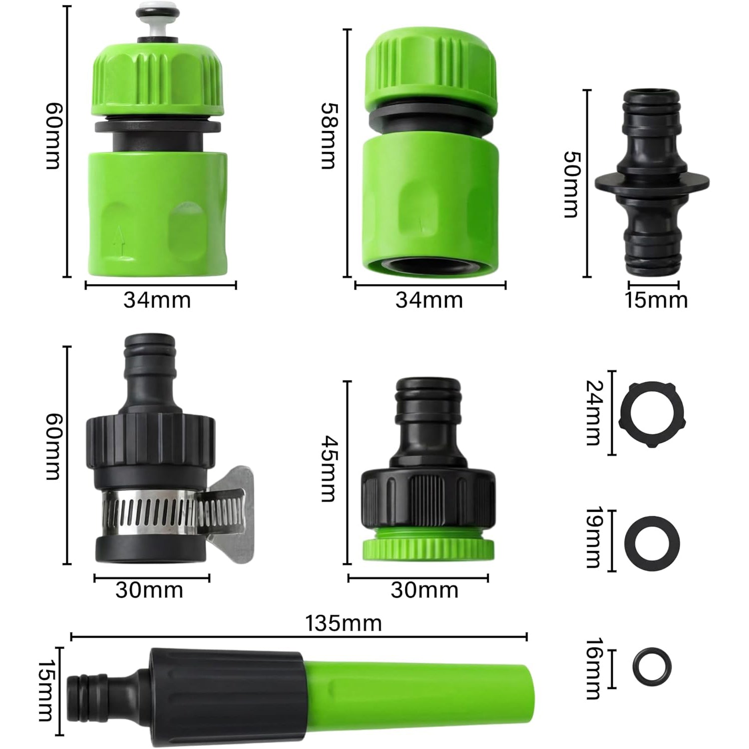 Garden Hose Connector Set Nozzle Hose Pipe End Quick Male Connector Waterstop