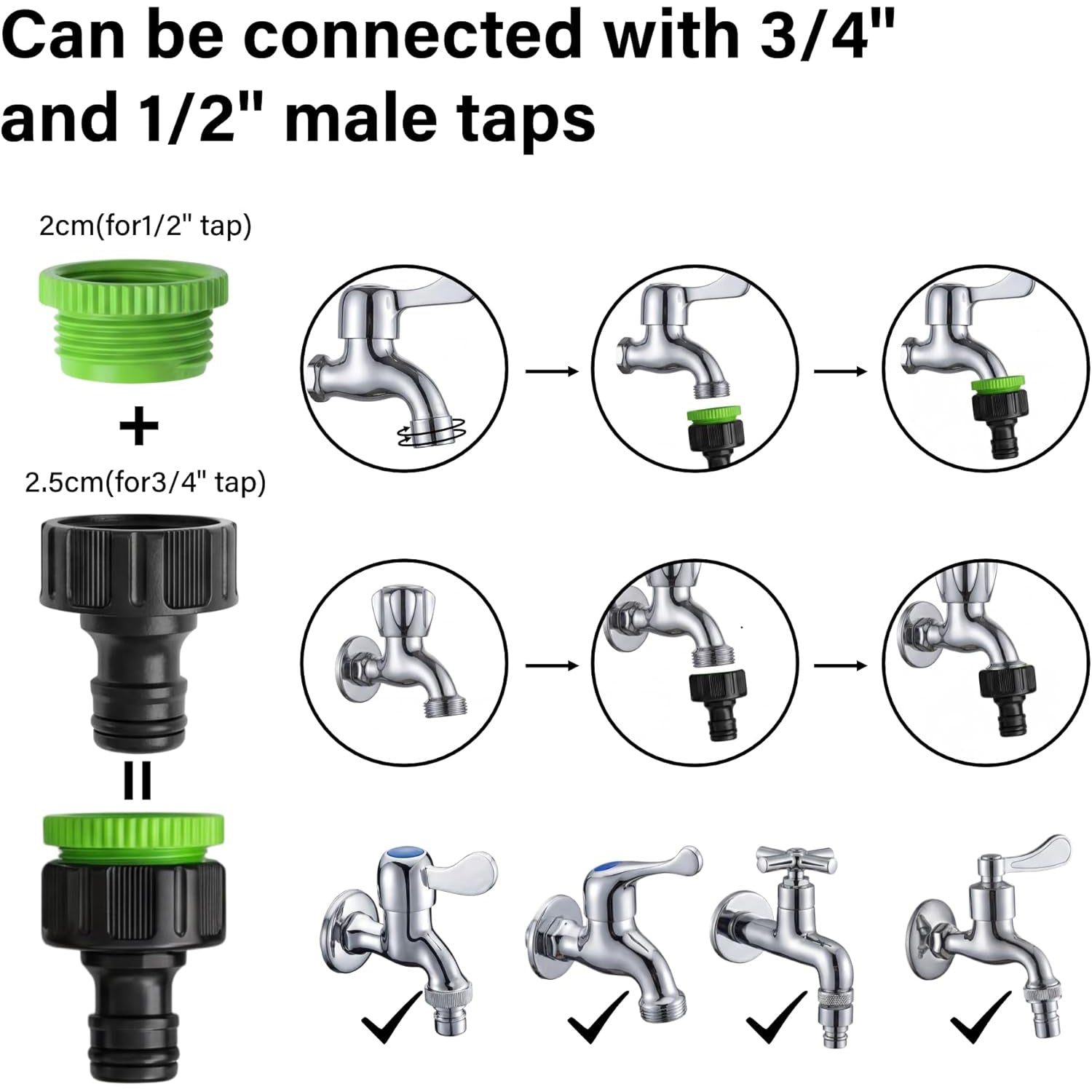 Garden Hose Connector Set Nozzle Hose Pipe End Quick Male Connector Waterstop
