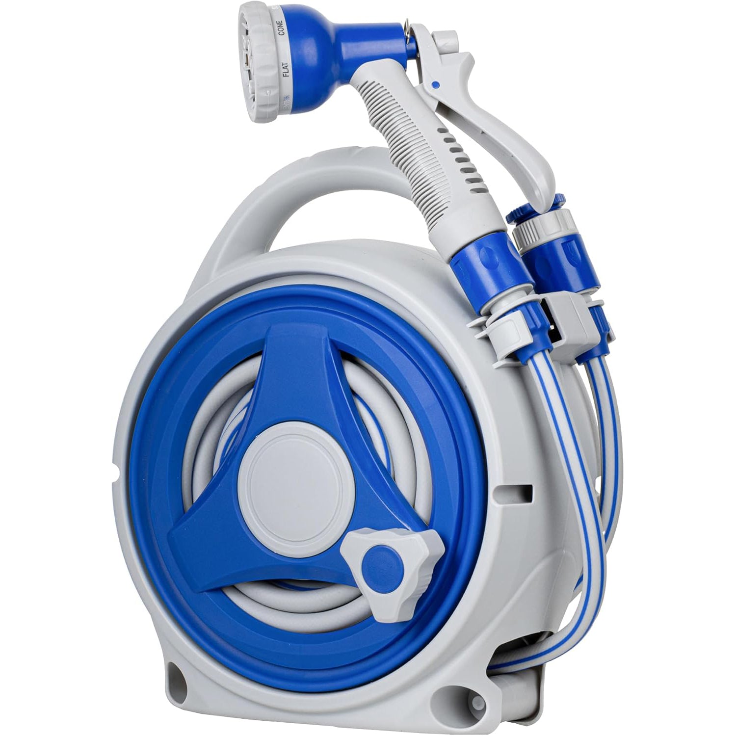 15M Garden Hose Reel 13m Water Pipe 2m Leader 8 Adjustable Spray Gun Nozzles