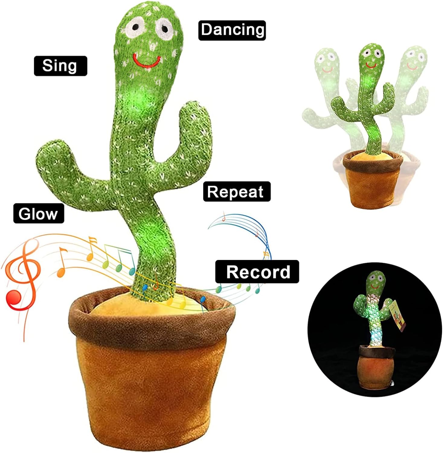 Dancing Cactus Plush Toy Can Singing And Recording To Learn Talking Kids Gift