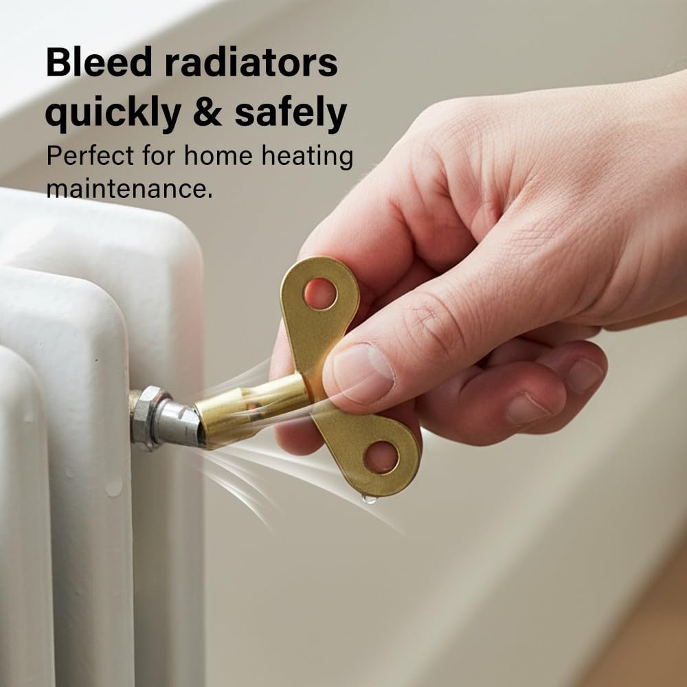 2Pc Radiator Key Set for Bleeding Radiators Solid Brass Rust Resistant Heating