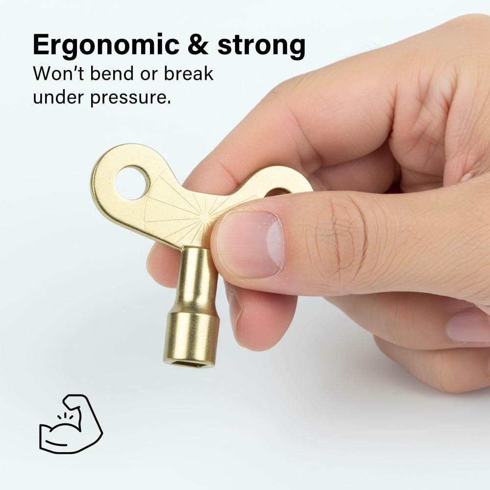 2Pc Radiator Key Set for Bleeding Radiators Solid Brass Rust Resistant Heating