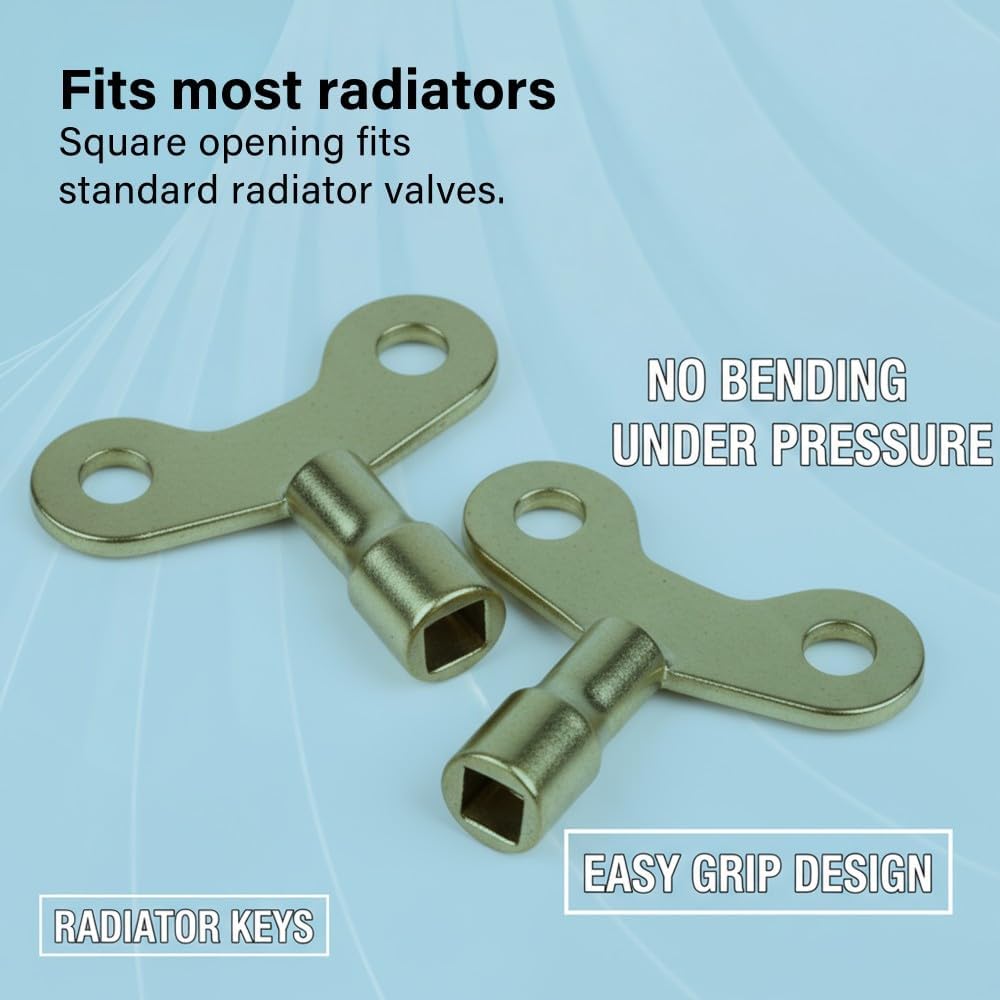 2Pc Radiator Key Set for Bleeding Radiators Solid Brass Rust Resistant Heating