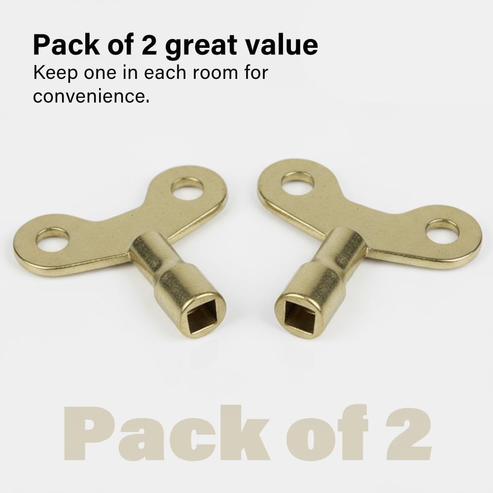 2Pc Radiator Key Set for Bleeding Radiators Solid Brass Rust Resistant Heating