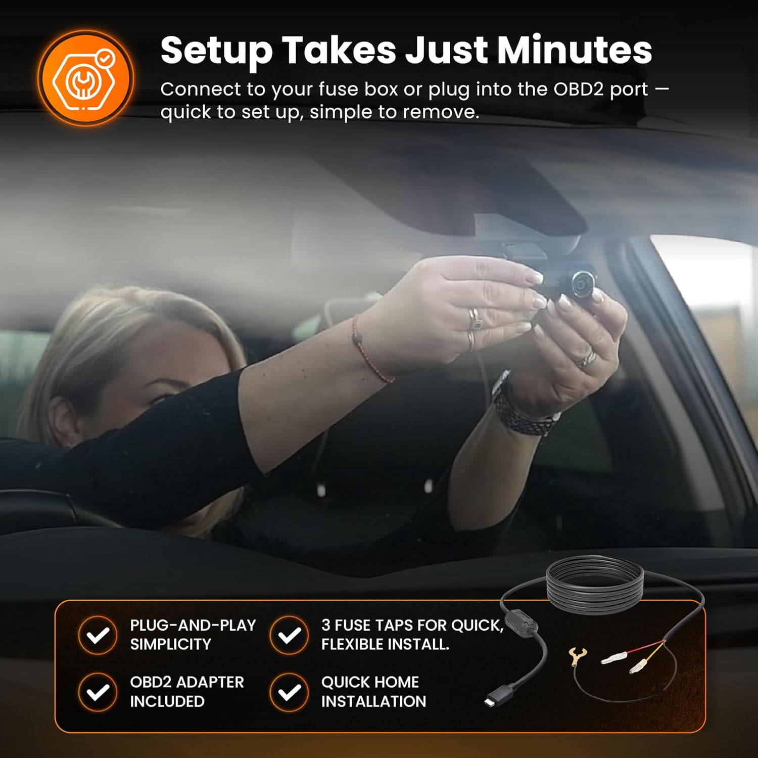 Road Angel Halo 5V Hardwire Dash Cam 2-in-1 Hardwire Kit USB Type C & OBD 2