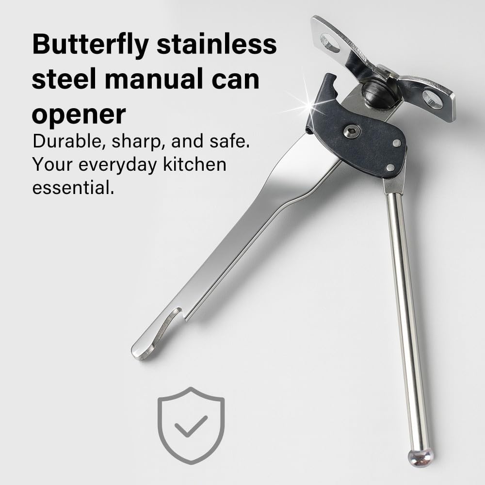 Butterfly Stainless Steel Manual Can Bottle Opener Durable Smooth Edge Rust Free