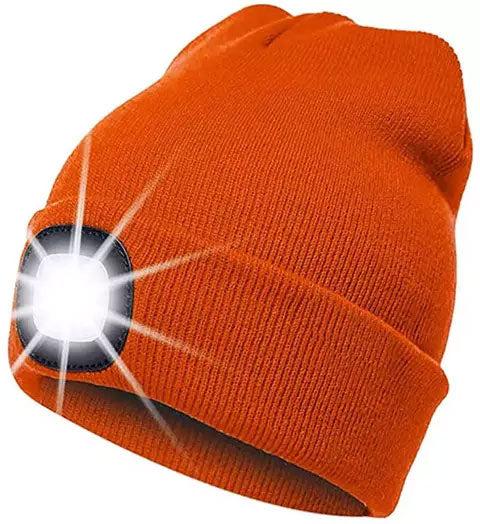 Rechargeable LED Beanie Light Hat USB Battery Thermal Winter Wam Material 5 Hour