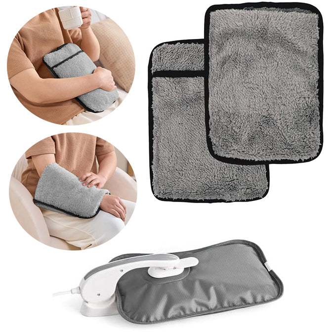 Lambswool Fleece Electric Hot Water Bottle & Rechargeable Heat Pad Hand Warmer.