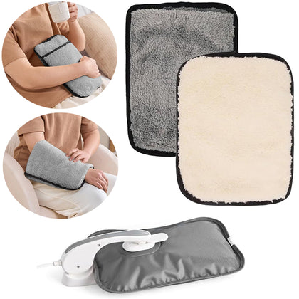 Lambswool Fleece Electric Hot Water Bottle & Rechargeable Heat Pad Hand Warmer.