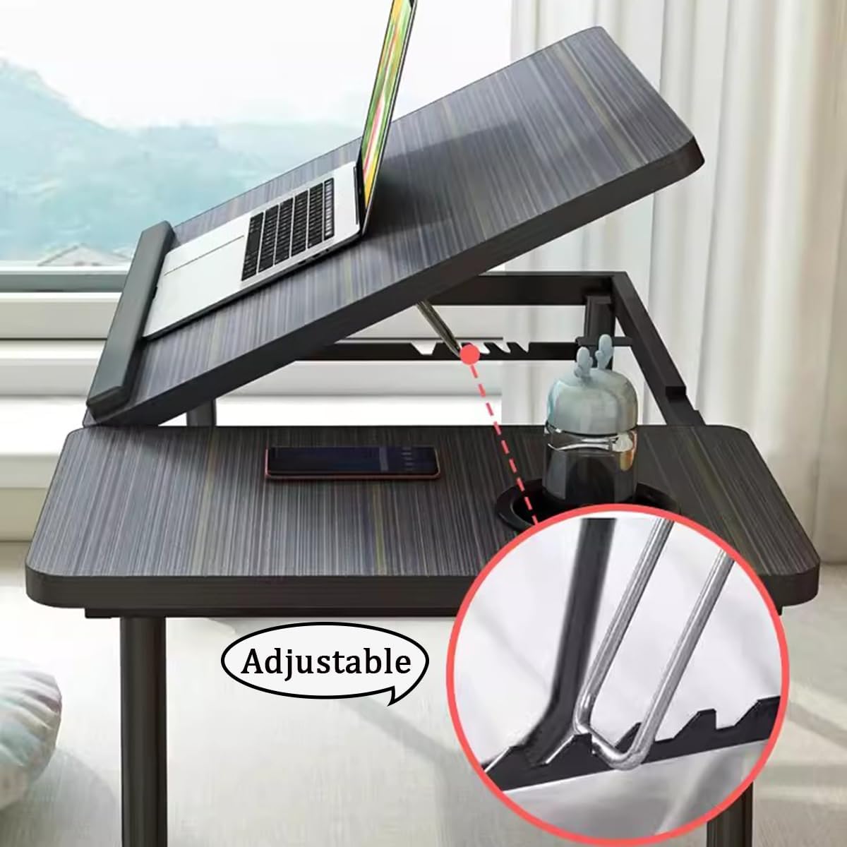 Laptop Bed Table Computer Notebook Desk Stand with Foldable Legs & Cup Slot Tray