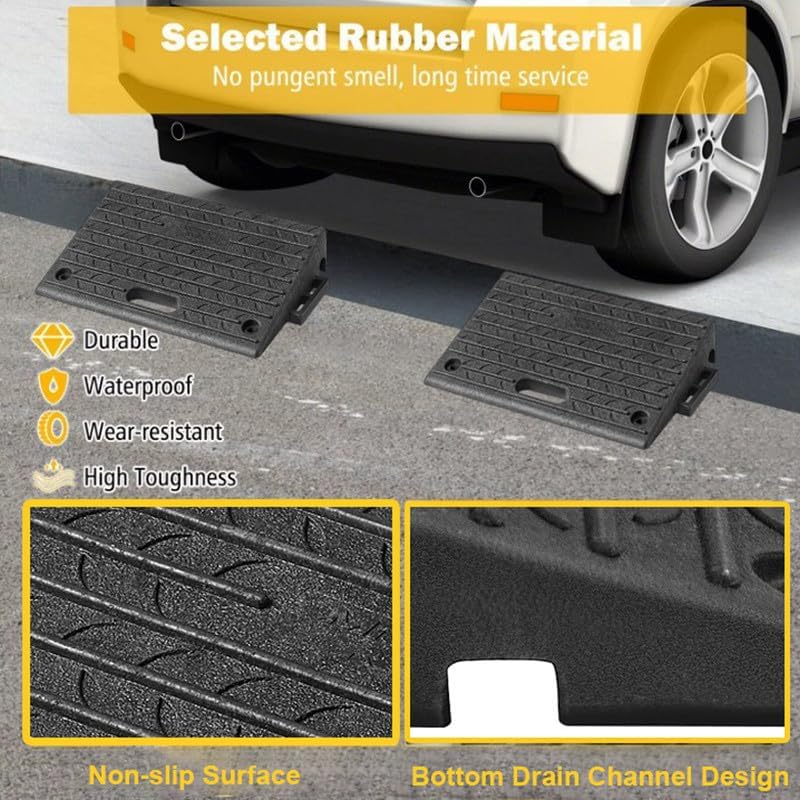 2Pc Rubber Curb Step Ramps Rises Anti Slip Grip Kerb Access Mobility Threshold