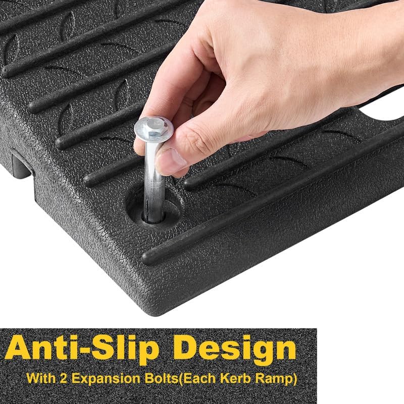 2Pc Rubber Curb Step Ramps Rises Anti Slip Grip Kerb Access Mobility Threshold