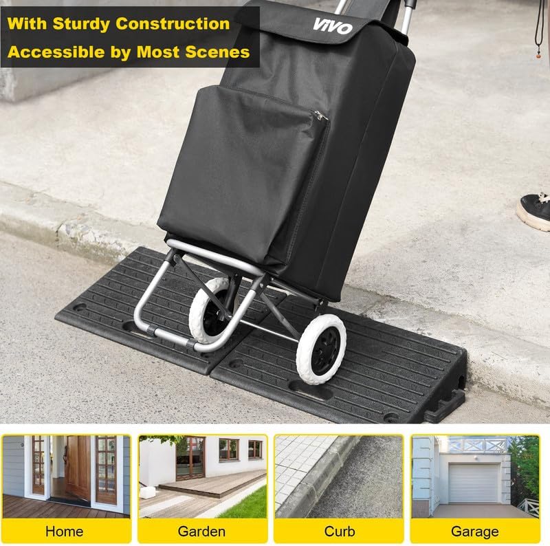 2Pc Rubber Curb Step Ramps Rises Anti Slip Grip Kerb Access Mobility Threshold