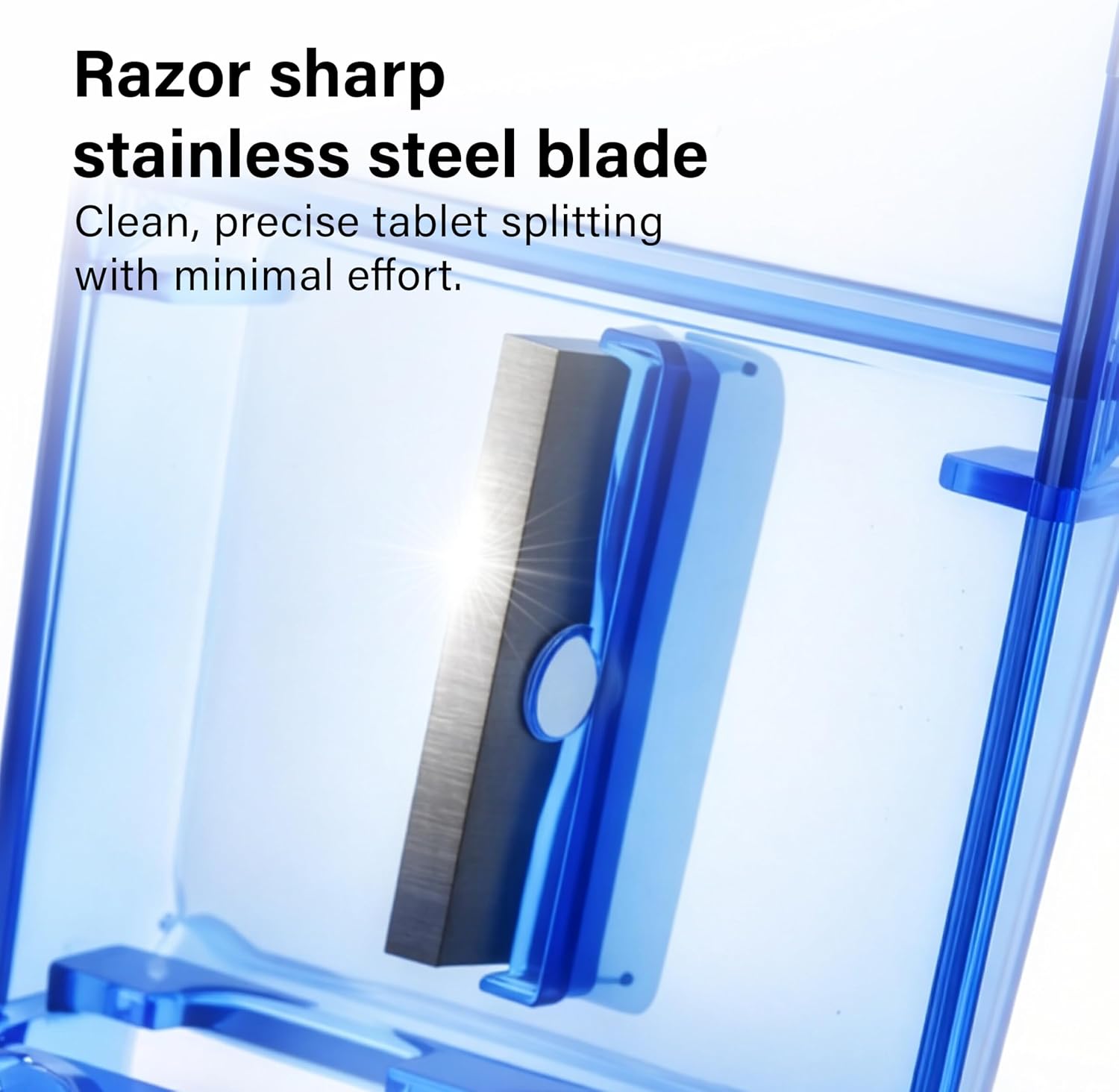 2 in 1 Pill Cutter Tablet Splitter Storage Sharp Stainless Steel Travel BPA Free