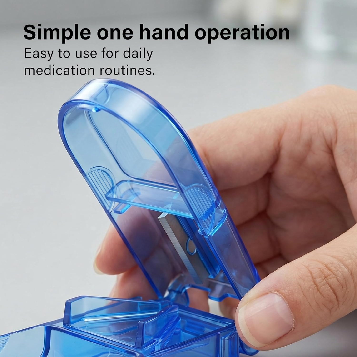 2 in 1 Pill Cutter Tablet Splitter Storage Sharp Stainless Steel Travel BPA Free