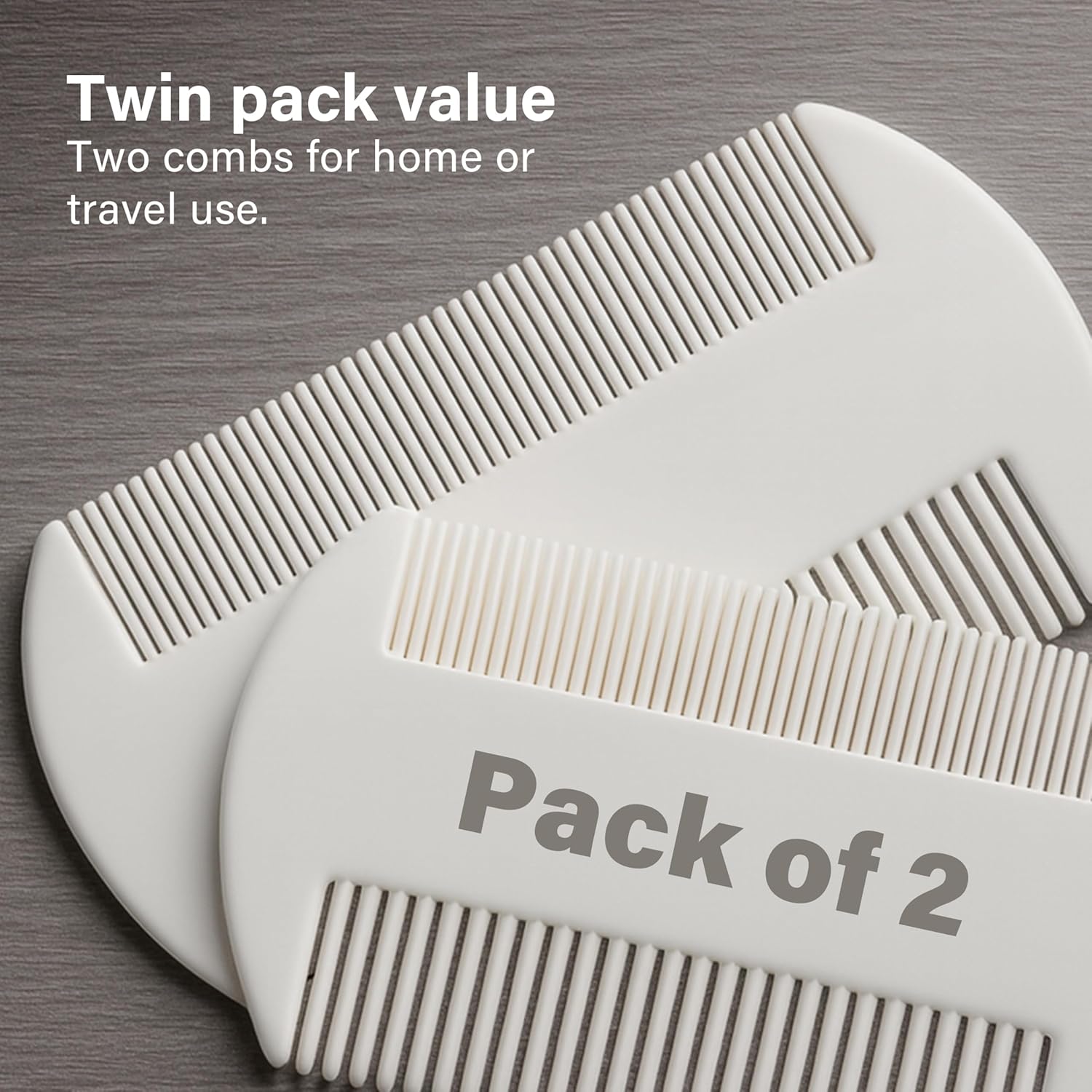 White Nit Comb 2 Pack Double Sided Lice Removal Fine Standard Teeth Wet Dry Hair