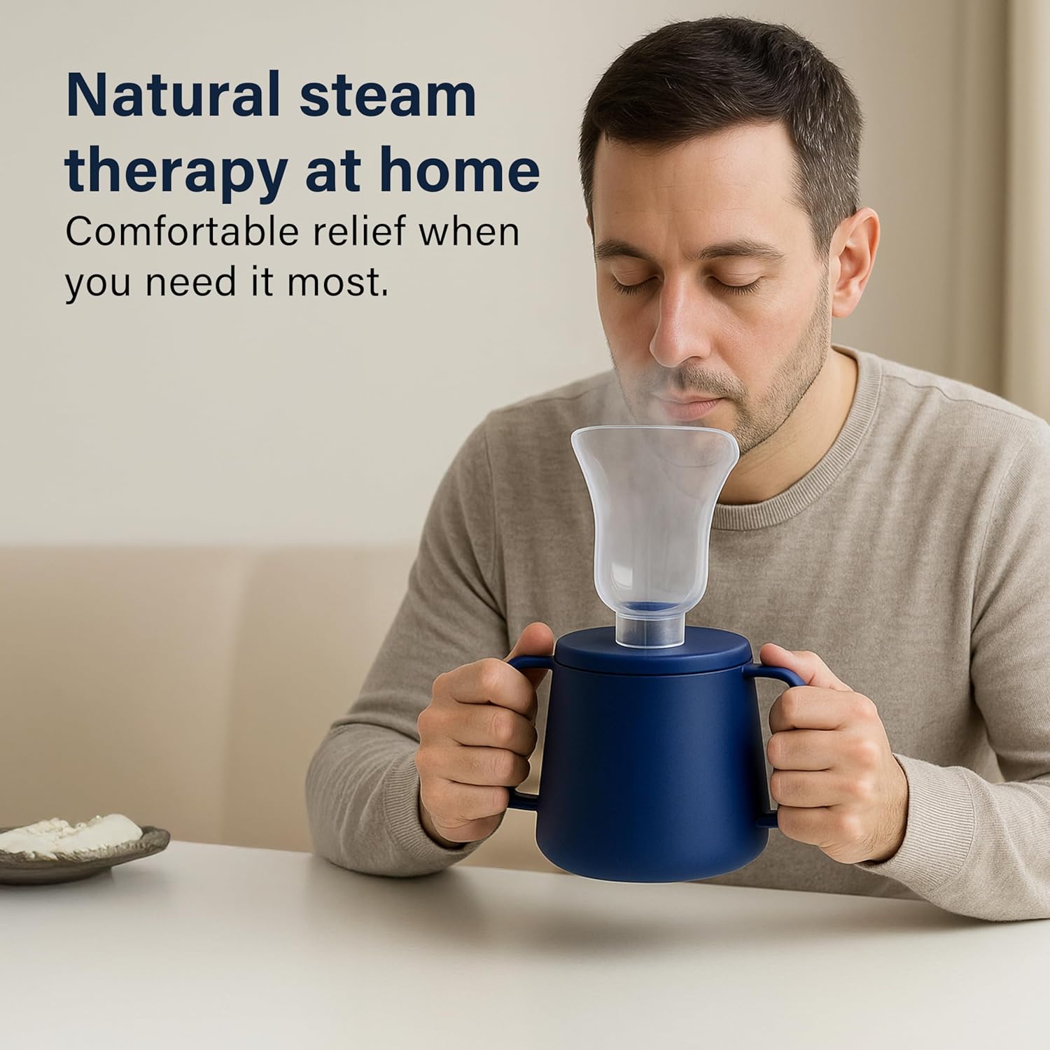 Steam Inhaler Cup Cough Colds Blocked Sinuses Chest Congestion Nasal Mask Relief