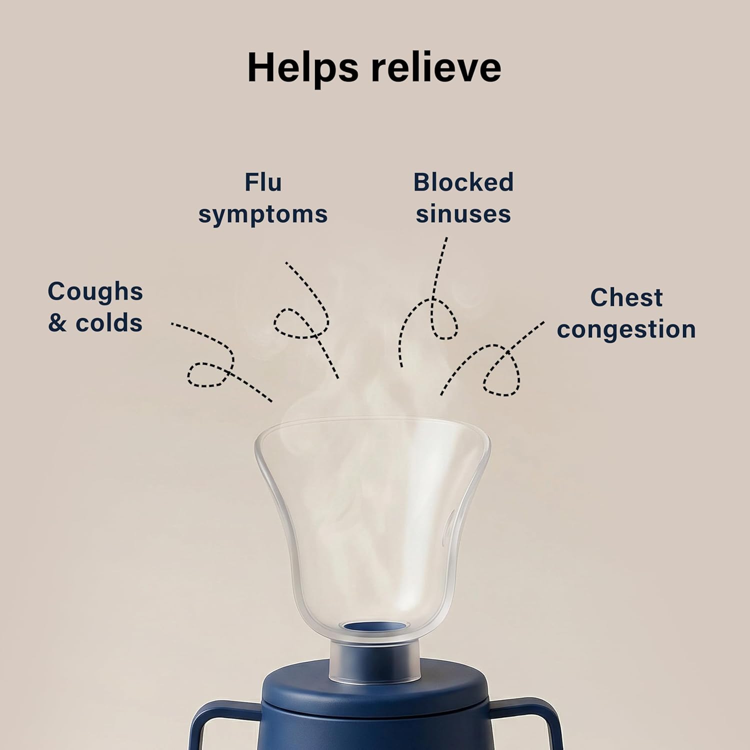Steam Inhaler Cup Cough Colds Blocked Sinuses Chest Congestion Nasal Mask Relief