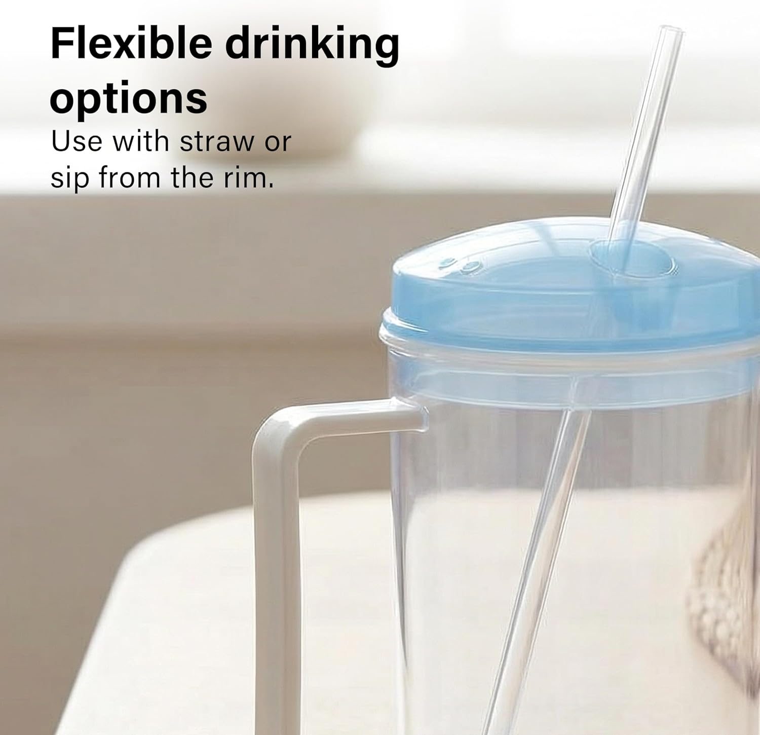 Spill Proof Adult Drinking Cup Anti Splash Lid Handles Hot & Cold Drinks 300ml