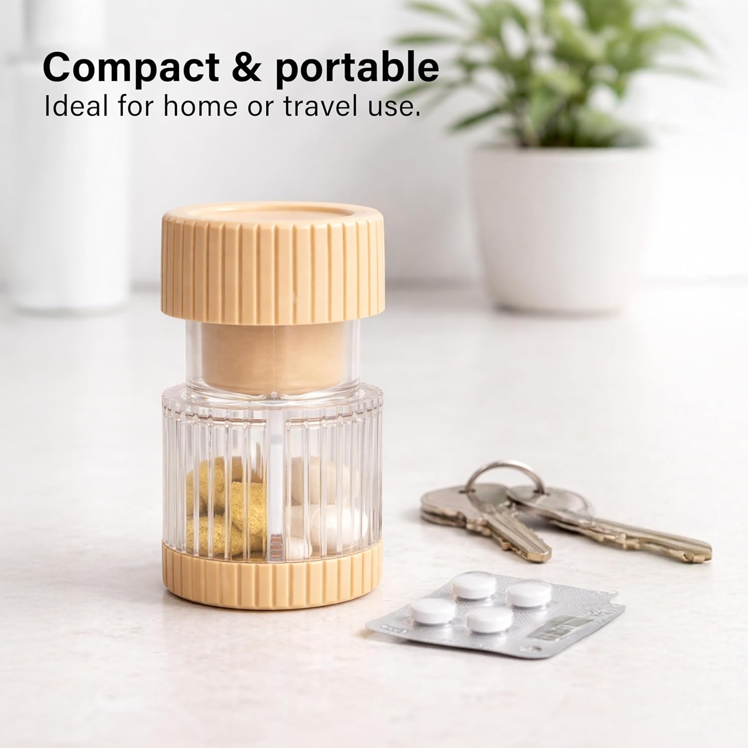Compact Pill Crusher Built-in Storage Tablet Split Medicine Container Home Use