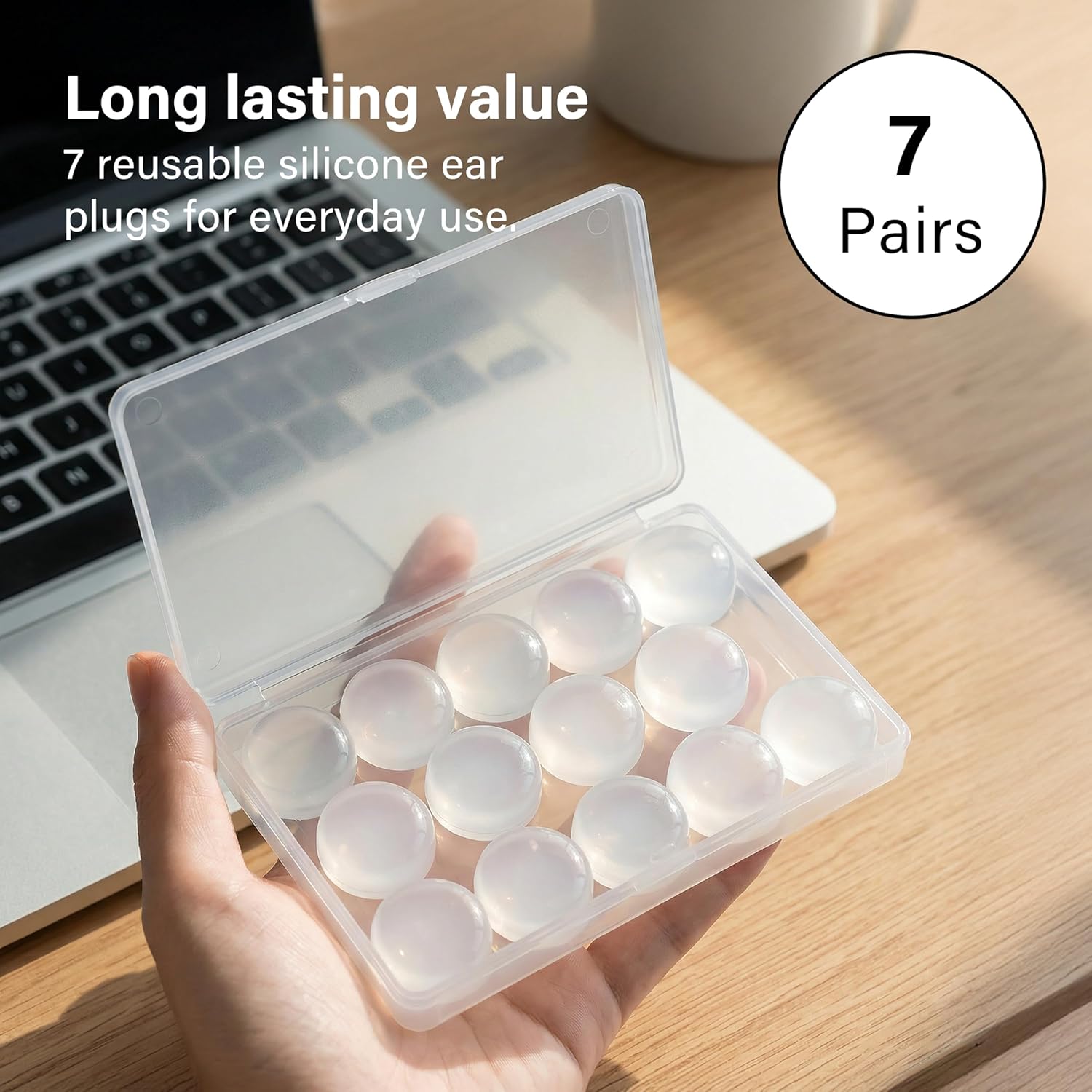 7 Pairs Silicone Sleep Ear Plugs Soft Moldable Reusable High Noise Reduction