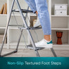 3 Step Ladder Portable Compact Folding Metal Non Slip Stool Heavy Duty Steel