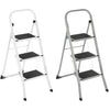 3 Step Ladder Portable Compact Folding Metal Non Slip Stool Heavy Duty Steel