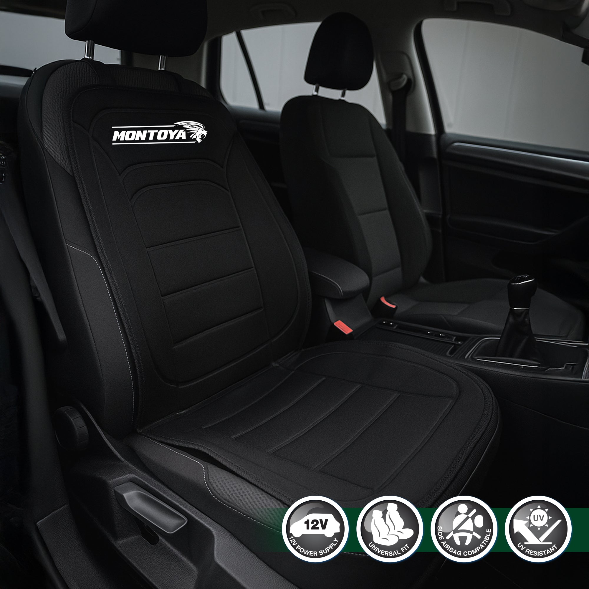 Heated Car Seat Cushion 12V Fast Heating Remote Overheat Protection Universal