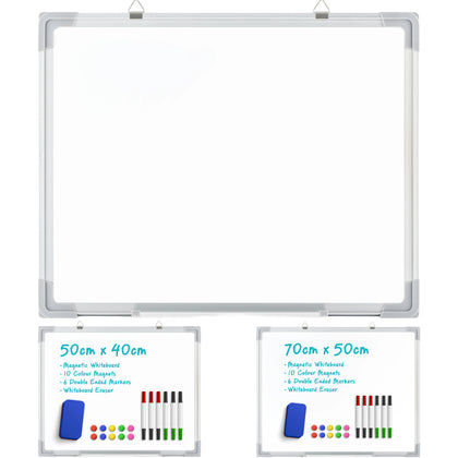 Magnetic Whiteboard Wall Hanging 10 Colour Magnets Marker Pens Memo Notice Board