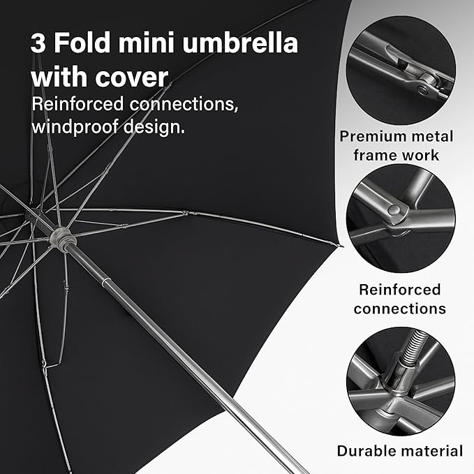 U-Shaped Umbrella Reinforced Windproof J-Handle Water-Resistant Cover Travel