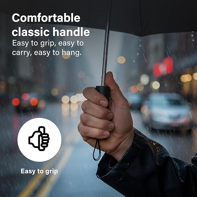 U-Shaped Umbrella Reinforced Windproof J-Handle Water-Resistant Cover Travel