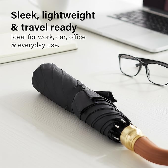 U-Shaped Umbrella Reinforced Windproof J-Handle Water-Resistant Cover Travel