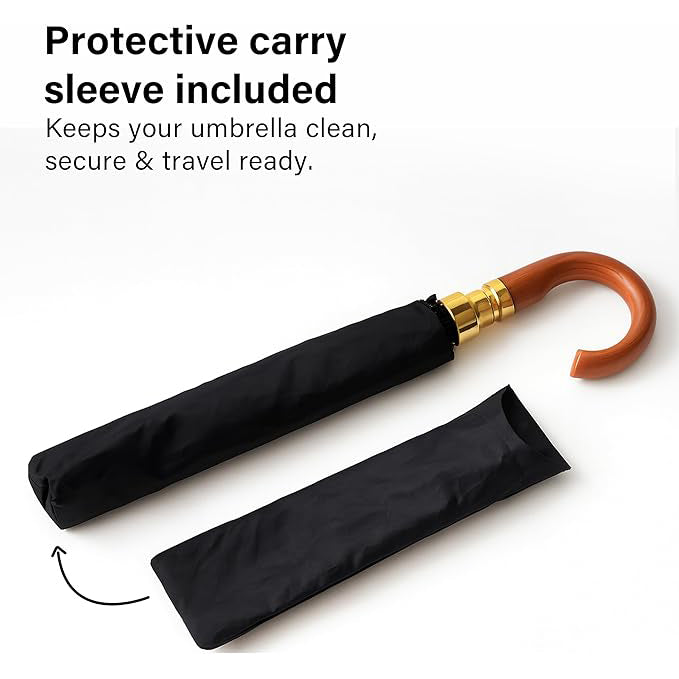 U-Shaped Umbrella Reinforced Windproof J-Handle Water-Resistant Cover Travel