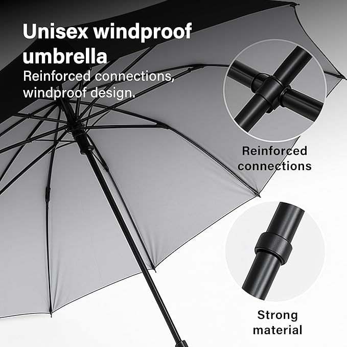 U-Shaped Umbrella Reinforced Windproof J-Handle Water-Resistant Cover Travel