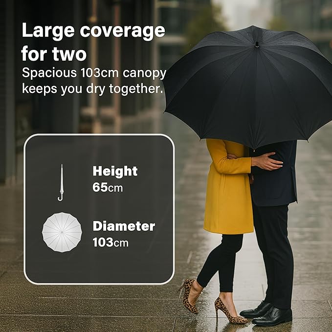 U-Shaped Umbrella Reinforced Windproof J-Handle Water-Resistant Cover Travel