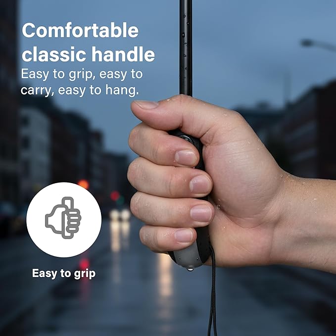 U-Shaped Umbrella Reinforced Windproof J-Handle Water-Resistant Cover Travel