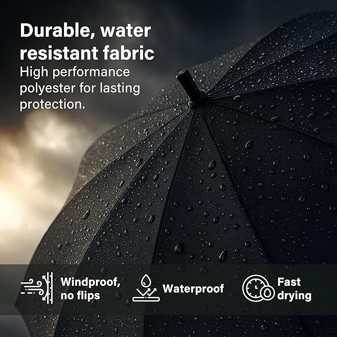 U-Shaped Umbrella Reinforced Windproof J-Handle Water-Resistant Cover Travel