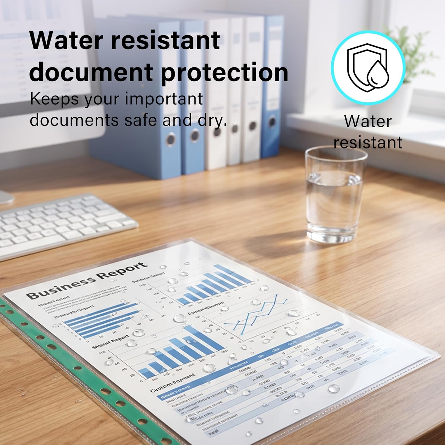 100 A4 Punch Pockets Clear Durable PP Material Water Resistant Document Sleeves