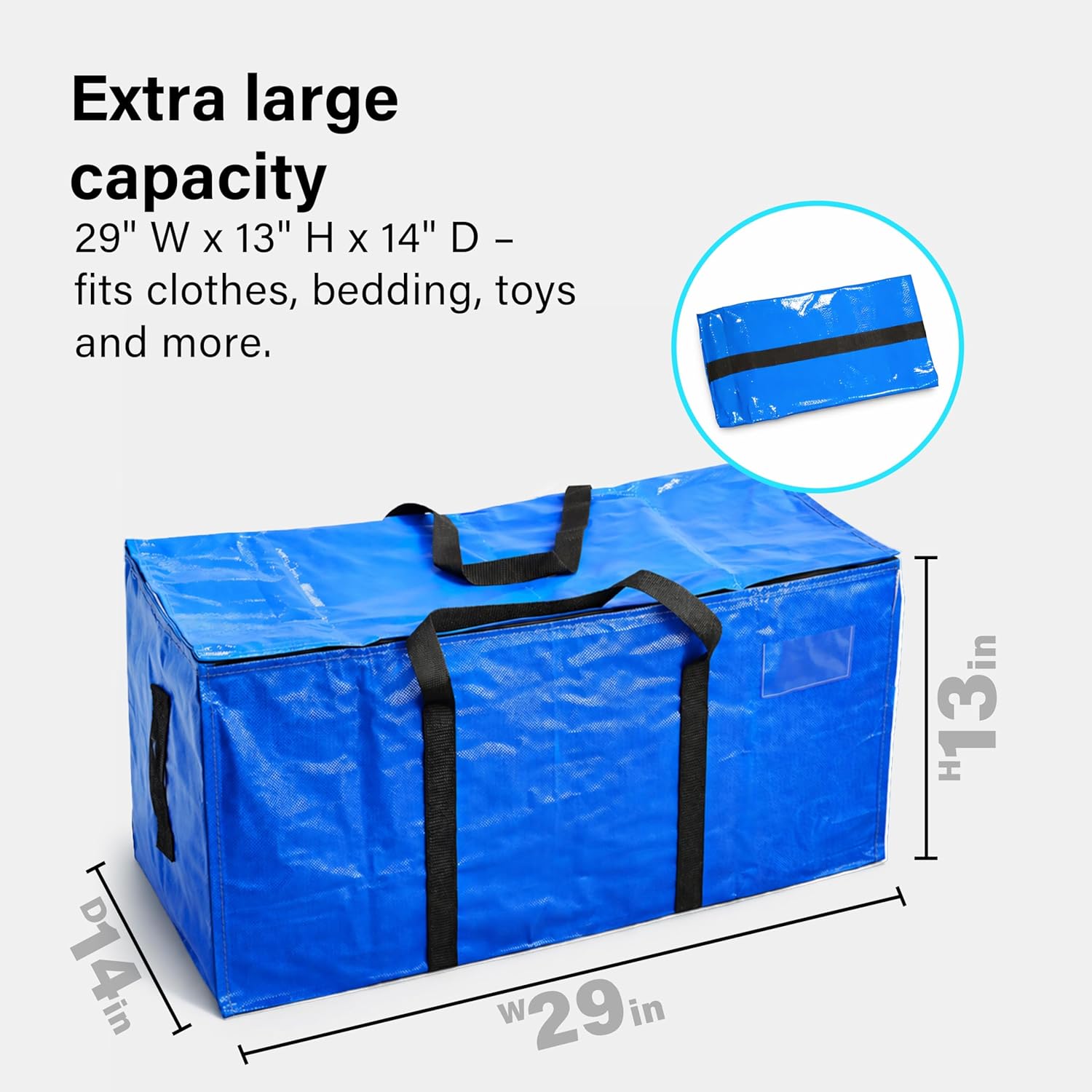 6 Pack Heavy Duty Waterproof Storage Bag Travel Organizer Handles Zip Closure