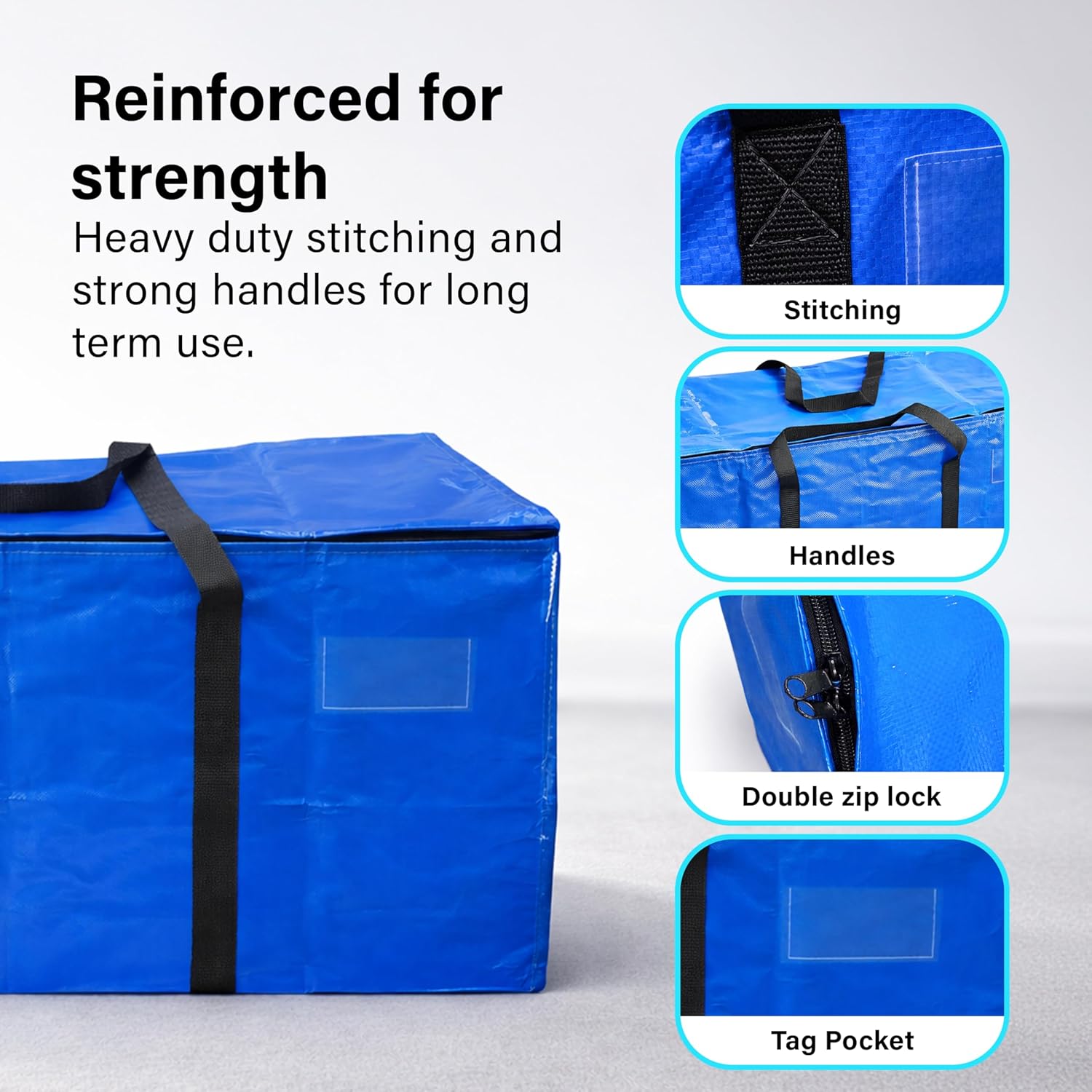 6 Pack Heavy Duty Waterproof Storage Bag Travel Organizer Handles Zip Closure
